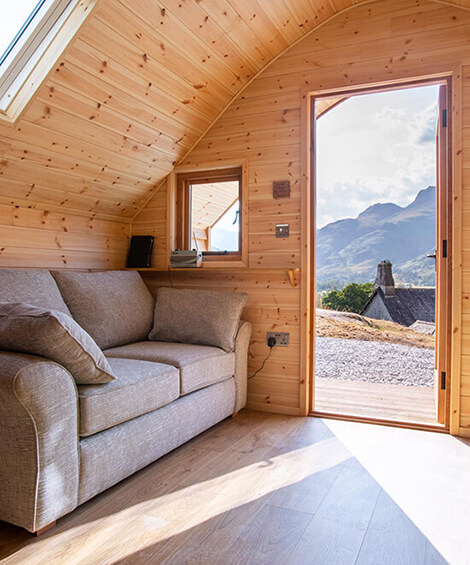 Lake District Glamping in our Luxury Glamping Pod with Hot Tub, Pavey Ark at Harry Place Farm, Great Langdale.